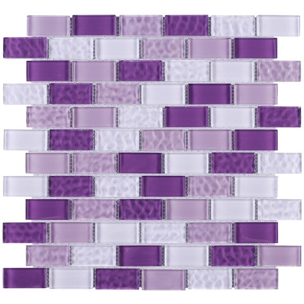 Shop TileGen. Cockles 1" x 2" Glass Mosaic Tile in Purple Wall Tile (10 sheets/9.6sqft.) On